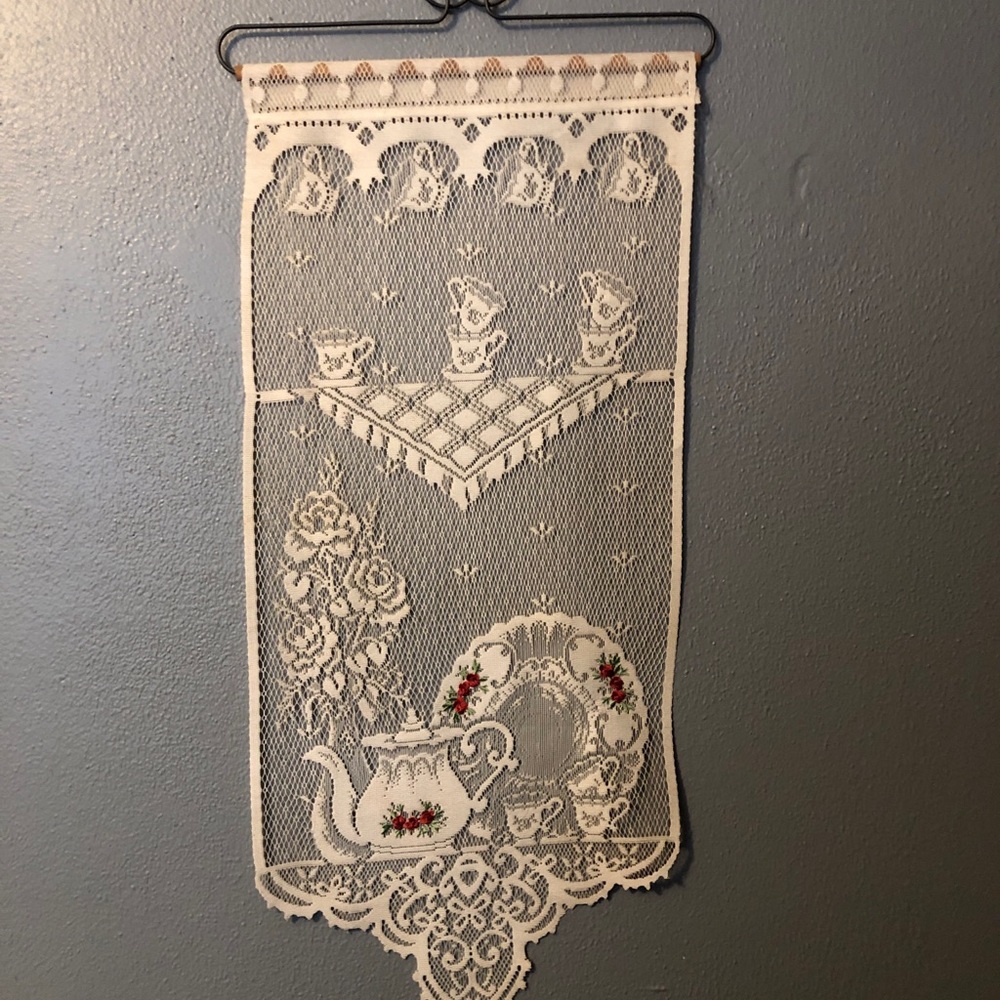 Heritage Lace “Tea Time with Roses” lace wall hanging